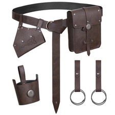 Renaissance Pirate Belt Pouch Set - Medieval Costume with Holster Frog Viking...