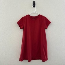Uniqlo T-Shirt Dress Women S Red Short Sleeve Cotton Pockets 433670