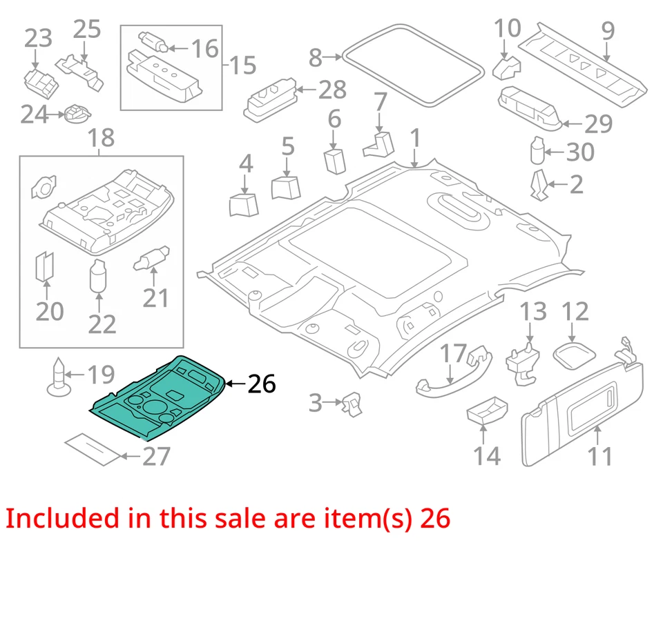 Consola delantera VIN Fp 7º y 8º dígito techo corredizo compatible con 09-17 AUDI Q5 634695 Foto 3 de 4