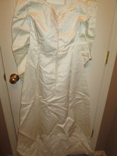 Vestido de novia de colección 1969 satinado/encaje con tren satinado desmontable de 5 pies manga larga