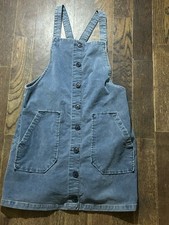 American Eagle Corduroy Jumper Dress Size M Blue Overall Pinafore Cottage