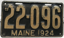 1924 Maine License Plate 22-096