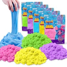 Carolart Fluffy Stretch Sand Kit for Kids, 5 Pack Sensory Play Sand in 5 Colo...