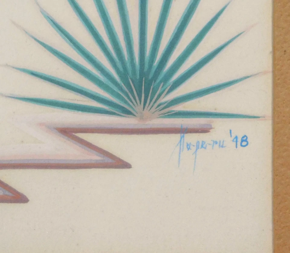 Оригинальная картина гуашь Теодор Суина подпись Ku-Pe-Ru коренных американцев 1948 - Изображение 2 из 4