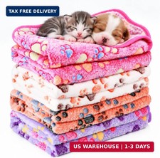 Tatuo 4 Pcs Fleece Dog Blankets for Puppy Cat, Mixed, 24 x 16 in, Paw