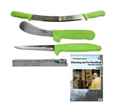 Fur Handling Skinning Knives and Fleshing Knife Package (5 Pieces)