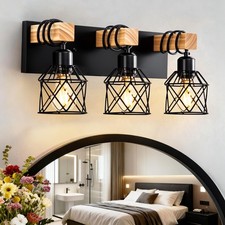 3-Light Farmhouse Bathroom Vanity Light Fixtures Over Mirror, Rustic Vanity L...