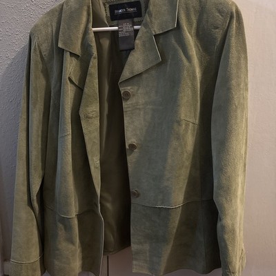 XL Brandon Thomas Blazer Women's Sage Green Suede Leather Jacket