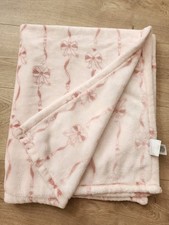 Adirondack Baby Blanket 30 x 40 Pink Bows Lovey Girl Soft 100 polyester EUC