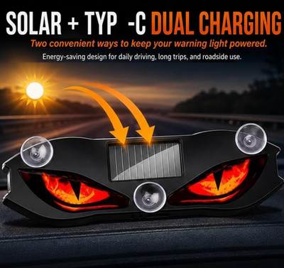 2 Stück Auge Auto Fenster Auto Atmosphäre Dekoration,Solar LED Autos Warnleuchte