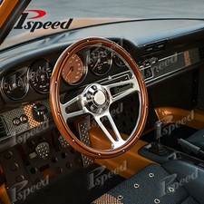 14 6-bolt Real Wood 3-spoke Chrome Plated Aluminium Billet Steering Wheel 14 6-bolt Real Wood 3-spoke Chrome Plated Aluminium Billet Steering Wheel