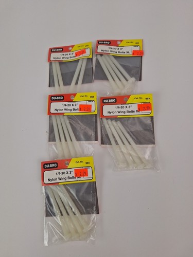 Menge 5: Du-Bro # 993, 1/4-20 x 3" Nylon Flügelschrauben XL (4 pro Paket) Neu aus altem Lagerbestand RC - Bild 1 von 3