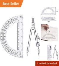 Lightweight Drawing Compass  Protractor Set - Essential for Every Student's Kit