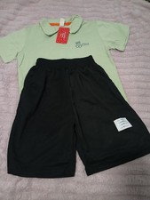 Boys 2-Piece Cotton Knit Collared Graphic Tee  Black Shorts Set Size 21