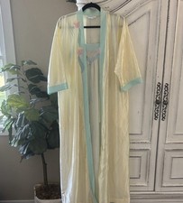 Vintage Lorraine Maxi Slip Nightgown  Robe Set Lingerie S/M 2pc