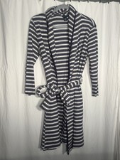 Mens Nautica S/M navy blue Striped Robe O16