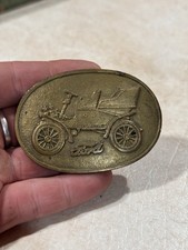 Vintage Ford Model T Solid Brass Oval Belt Buckle