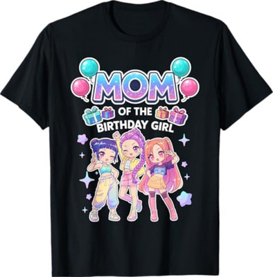 Mom of The Birthday Girl Cute Chibi Kpop Funny Korean Pop T-Shirt
