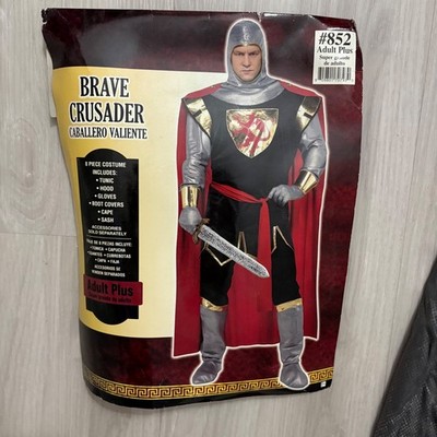 Brave Crusader Knight Men Costume Medieval Renaissance Halloween Sz Adult Plus