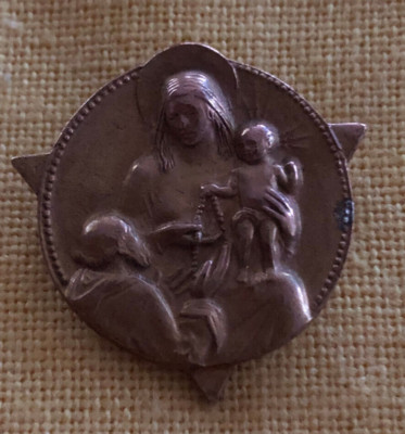Vintage Religious Catholic / CORO STERLING  PIN / Gold / Blessed Mother Child