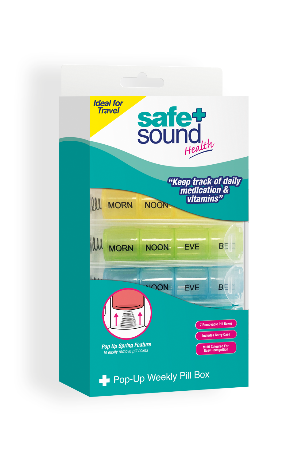 Safe & Sound Pop-Up Weekly Pill Box SA8443.