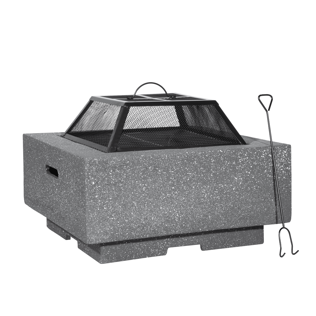 Sealey DG193 Dellonda Square MgO Fire Pit with BBQ Grill, Safety Mesh Scr