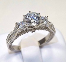 BRAND NEW Sterling Silver Fancy Round Cut CZ Engagement Ring Size 5 6 7 8 9