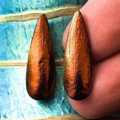 Drop Earring Pair Handmade Copper Red Jewel Beetle Wings & Mother-of-Pearl 1.78g - 第 4/13 張圖片