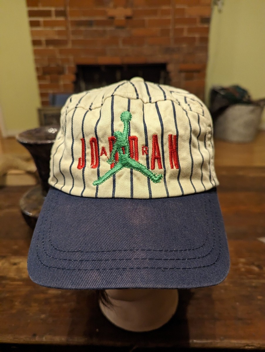 Vtg Air Jordan Pinstripe Jumpman Snapback 5 Panel Hat Cap Youth 