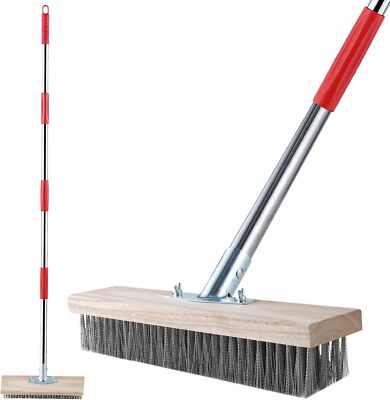 Heavy Duty Wire Broom with Telescopic Handle for Outdoor Cleaning