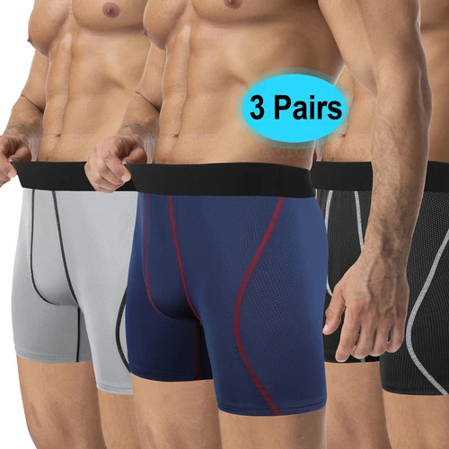 Calzoncillos boxer cómodos de ajuste flexible ultra suaves elásticos de pierna larga para hombre, paquete de 3 - Imagen 1 de 22