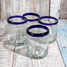 Mexican Recycled Tumblers x 4 BLUE RIM Tumbler