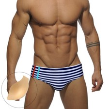 Men's Triangle Low Waist Swimsuit Casual Quick Dry Stripe Stereoscopic