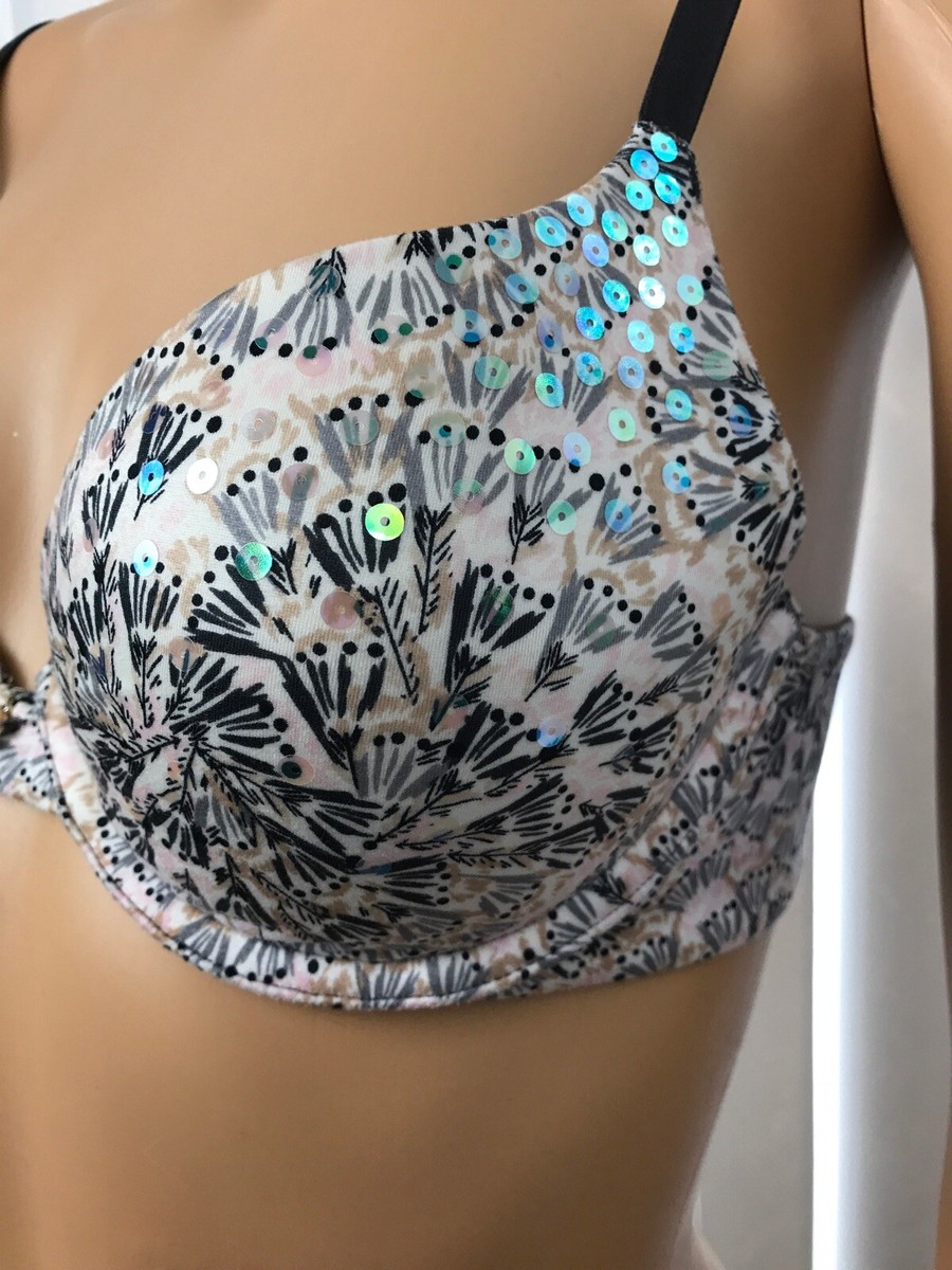 Victorias Secret SEXY SEQUIN BLING TROPICAL PALM PADDLE BRA 32C | eBay