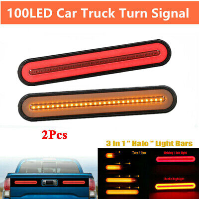 100LED Car Truck DRL LED Light Bar Brake Flowing Turn Signal Stop Tail Strip 12V