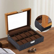 Wrist Watch Box Display Case Organizer 10 Slots Jewelry Storage Holder Wooden