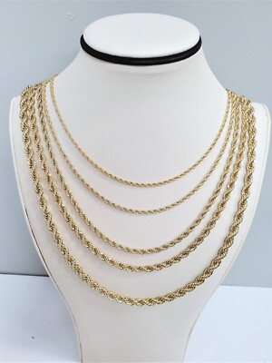 14K Yellow Gold Plated 2.5 mm-6mm Diamond Cut Rope Chain Necklace 16''- 30''
