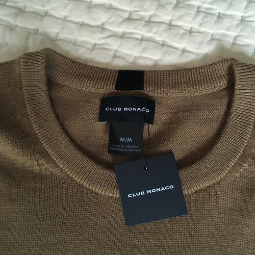 NWT Club Monaco Men's 100% Wool Lightweight Crew Chandails Pullover Camel Size M - Picture 6 of 9