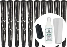 JumboMax Tour Series Golf Grips Black & Silver XL Extra Large - SET OF 10 w/ Kit