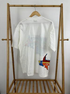 VTG Izod Lacoste Shark Abstract Art Ocean AOP Wrap Single Stitch T