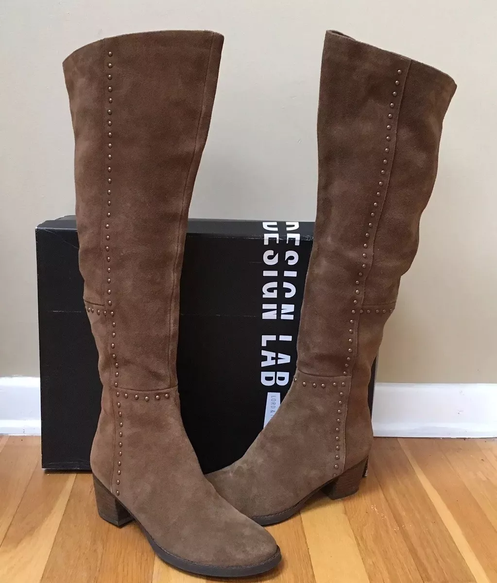 Design Lab Lord Taylor Odel Tan Suede Studded Over the Knee Boots Sz 7M