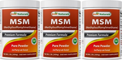 3 Pack Best Naturals MSM 1 Lb Powder