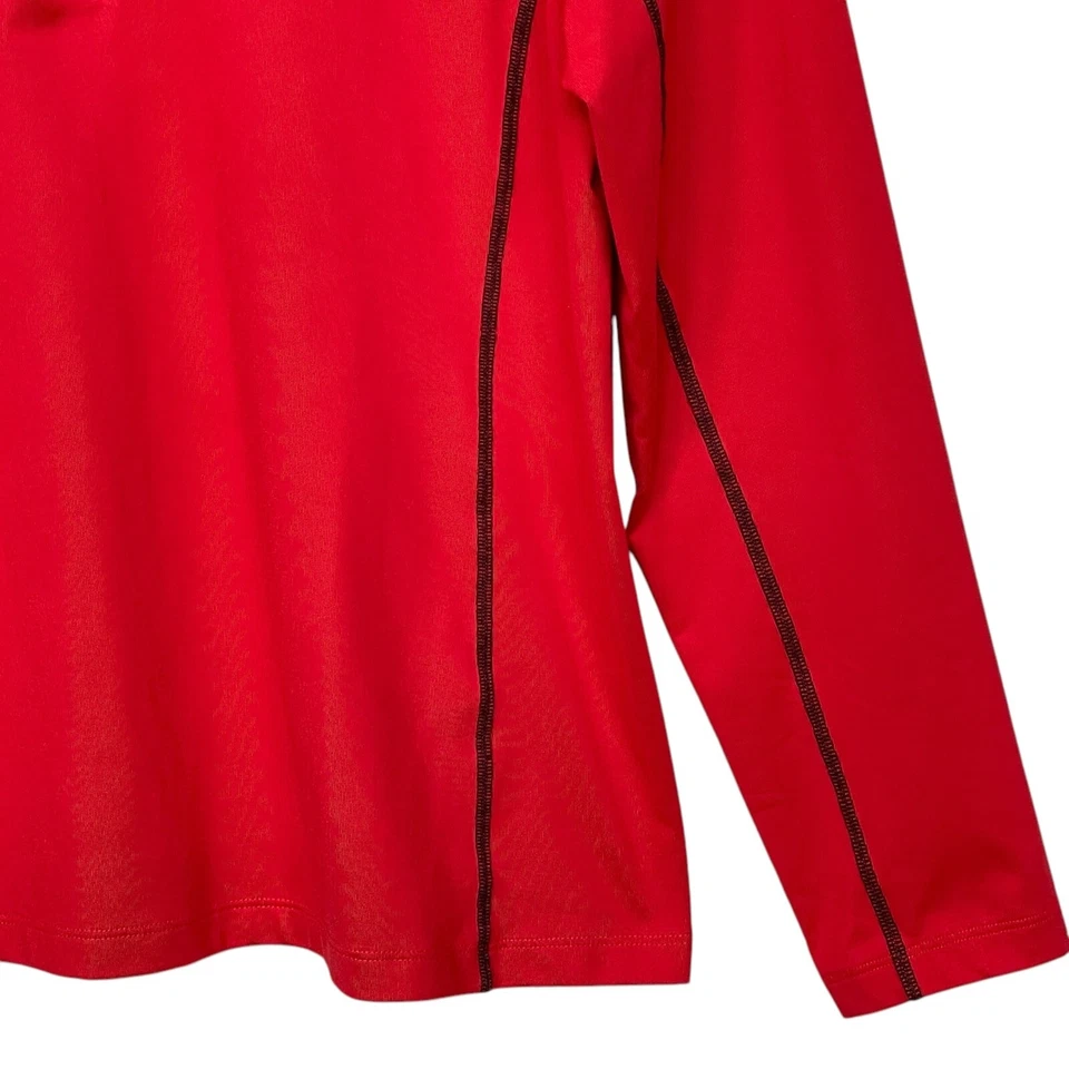 Blusa Lauren Ralph Lauren Feminina Roupa Ativa Regular Tamanho G Vermelha 1/4 Zíper Manga Longa - Imagem 4 de 4