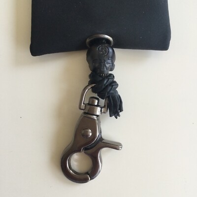 Stussy Black Carabiner Braided Skull Keychain | eBay