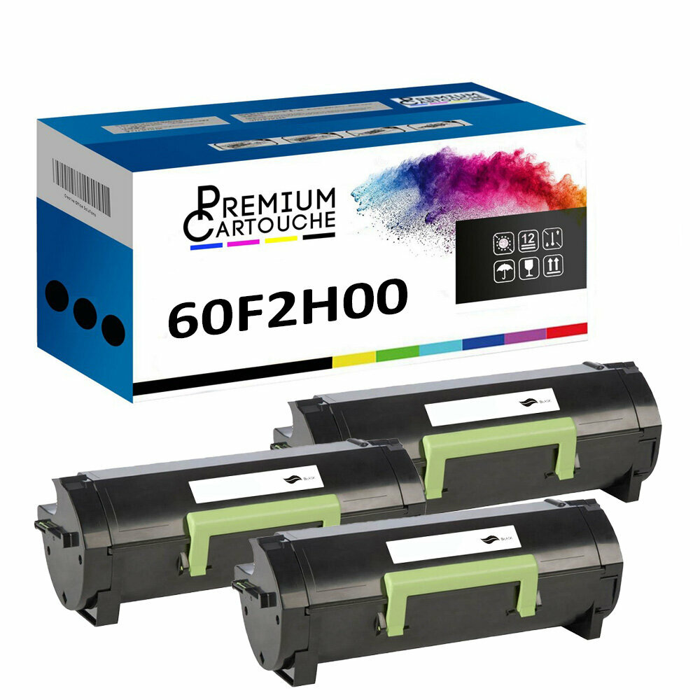 Toner 60F2H00 Lexmark premium noir x3 cartouches de haute précision pour exigences strictes