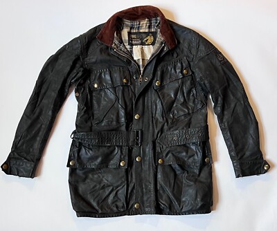 Vintage 60s Belstaff Trailmaster Men's Black Waxed Canvas Cotton