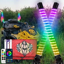 2x 3FT COB RGB LED Spiral Whip Chase Lights w/Flags For Can-Am Outlander 850 XMR