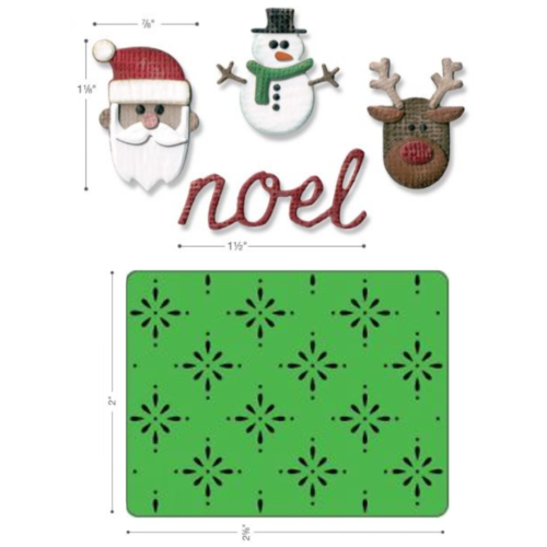 Tim Holtz Christmas Dies, Santa, Snowman, Reindeer, Noel Embossing Folder 663112 - Picture 8 of 9