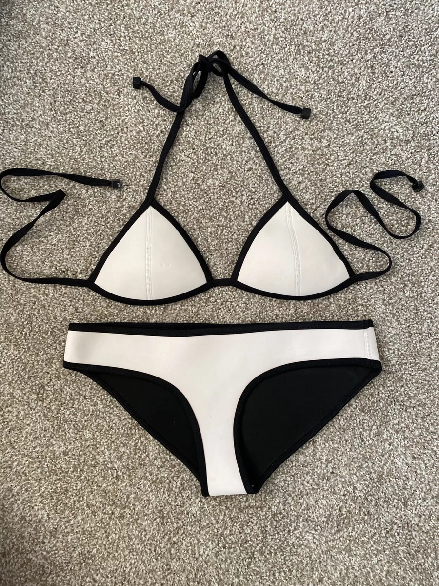 Women's TRIANGL White & Black Neoprene Bikini Size S