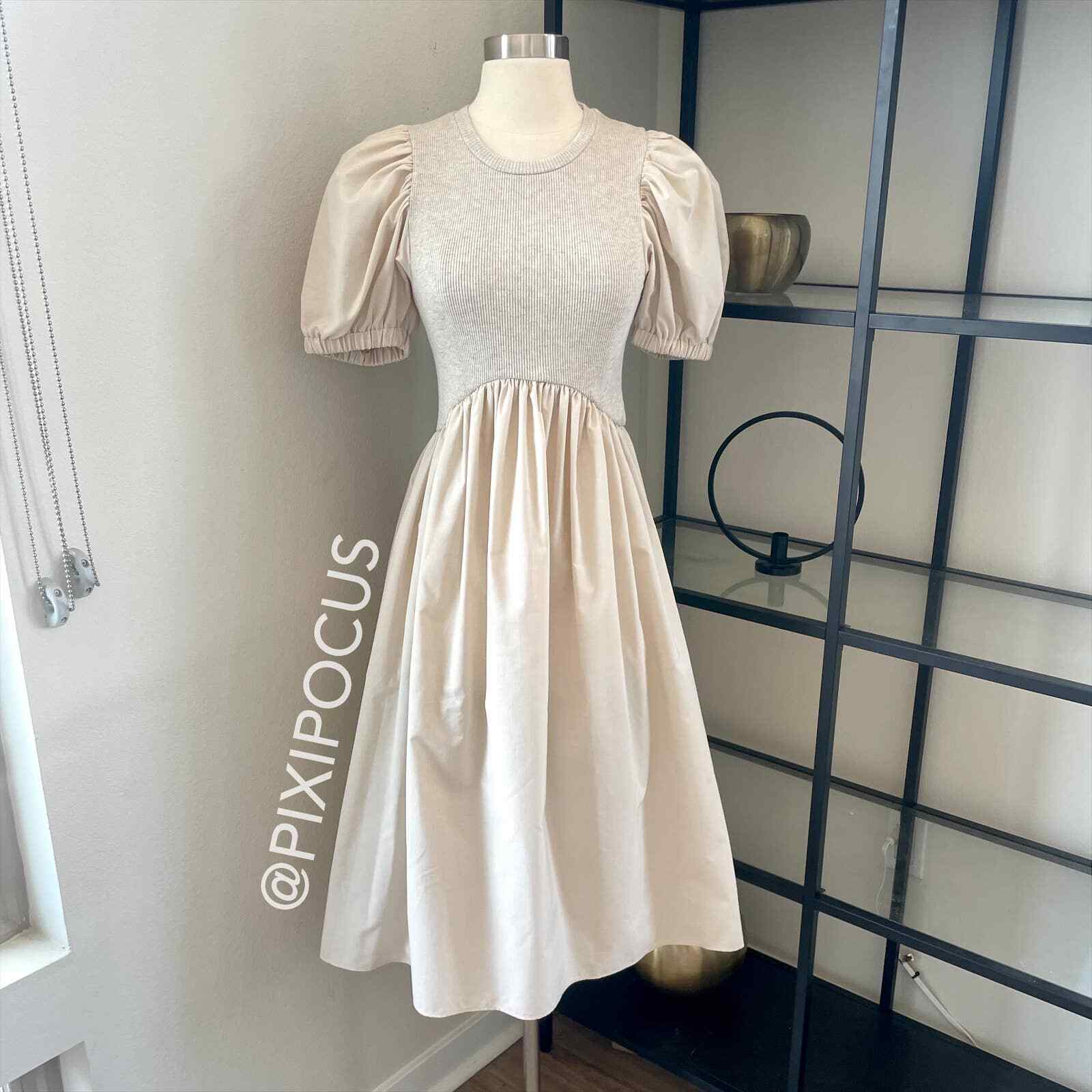 POPLIN VOLUMINOUS MIDI DRESS S,M,L 